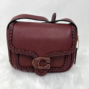 COPY - Coach Tabby Messenger 19 With Braid Crossbody In Brass/Wine Leather NWT …